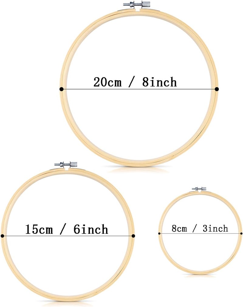 TINDTOP Beech Wood Embroidery Hoop Stand, with 3pcs Embroidery Hoops (3inch + 6inch + 8inch), Adjustable Rotated Wooden Embroidery Hoop Holder for Cross Stitch and Embroidery Projects - Image 3